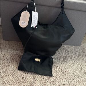Viola Castellani Black Oval Bottom Hobo Bag Chic Black Leather Hobo Bag